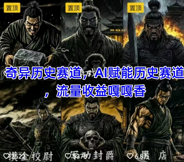 AI赋能历史赛道，流量收益嘎嘎香，狂撸伙伴计划-AI创作学习-提示词应用-短视频玩法青花瓷AI学习网