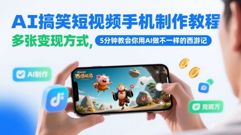 AI搞笑短视频手机制作教程：西游视频-AI创作学习-提示词应用-短视频玩法青花瓷AI学习网