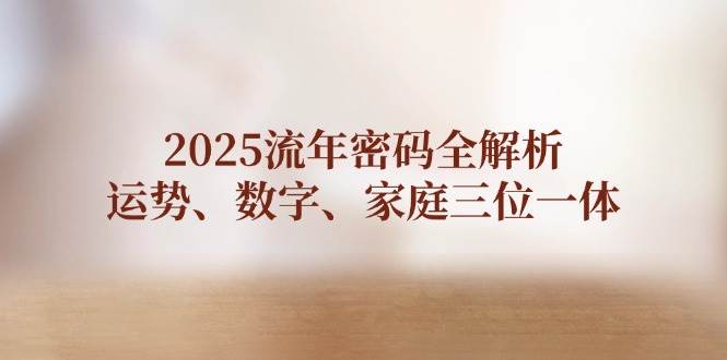 2025流年密码全解析，运势、数字、家庭三位一体-AI创作学习-提示词应用-短视频玩法青花瓷AI学习网