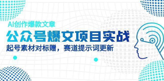 公众号爆文项目实战，AI创作爆款文章，起号素材对标赠（附赛道AI提示词）-AI创作学习-提示词应用-短视频玩法青花瓷AI学习网