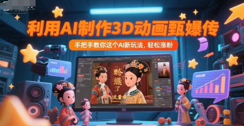 利用AI制作3D动画甄嬛传，流量爆了，手把手教你-AI创作学习-提示词应用-短视频玩法青花瓷AI学习网