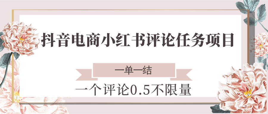 抖音电商小红书评论任务项目，一个评论0.5，一单一结 不限量-AI创作学习-提示词应用-短视频玩法青花瓷AI学习网