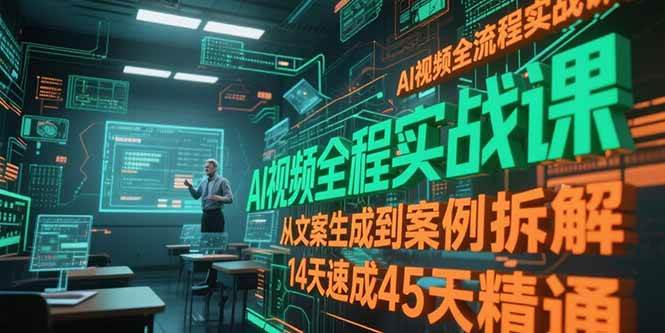AI视频全流程实战课，从文案生成到案例拆解，14天速成45天精通（91节课）-AI创作学习-提示词应用-短视频玩法青花瓷AI学习网