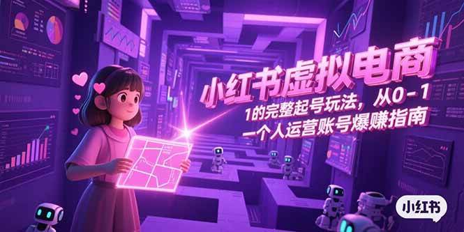 小红书虚拟电商，从0-1的完整起号玩法，一个人运营账号爆赚指南-AI创作学习-提示词应用-短视频玩法青花瓷AI学习网