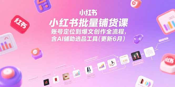 小红书批量铺货课，账号定位到爆文创作全流程，含AI辅助选品工具(更新6月)-AI创作学习-提示词应用-短视频玩法青花瓷AI学习网