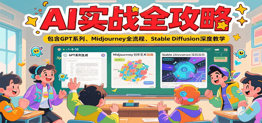 AI实战全攻略：GPT系列、Midjourney全流程、Stable Diffusion深度教学-AI创作学习-提示词应用-短视频玩法青花瓷AI学习网