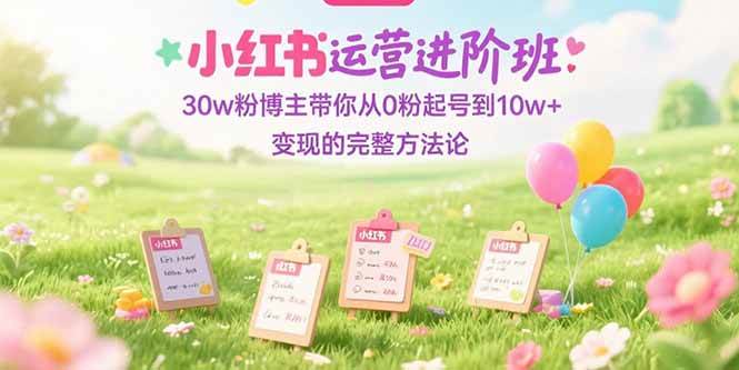小红书运营进阶班：30w粉博主带你从0粉起号到10w+变现的完整方法-AI创作学习-提示词应用-短视频玩法青花瓷AI学习网