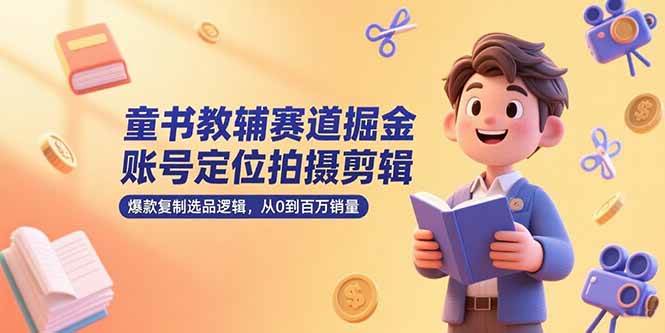 童书教辅赛道掘金，账号定位拍摄剪辑，爆款复制选品逻辑，从0到百万销量-AI创作学习-提示词应用-短视频玩法青花瓷AI学习网
