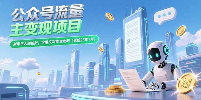 格莱：公众号流量主变现项目：含爆文写作全攻略(更新25年7月)-AI创作学习-提示词应用-短视频玩法青花瓷AI学习网