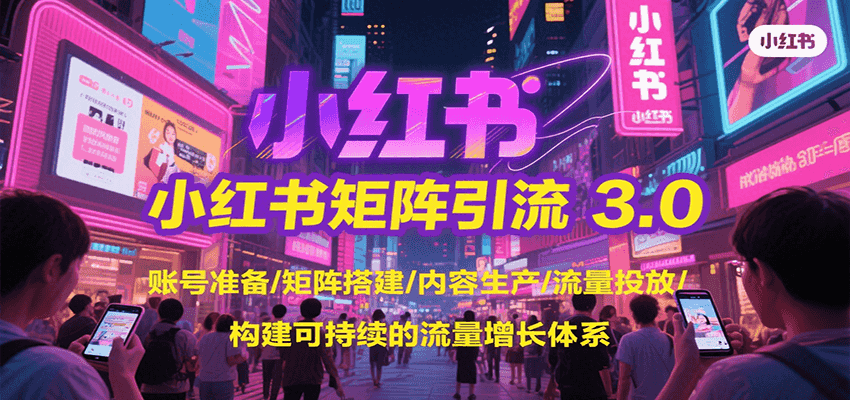 小红书矩阵引流3.0，账号准备/矩阵搭建/内容生产/流量投放/构建可持续的流量增长体系-AI创作学习-提示词应用-短视频玩法青花瓷AI学习网