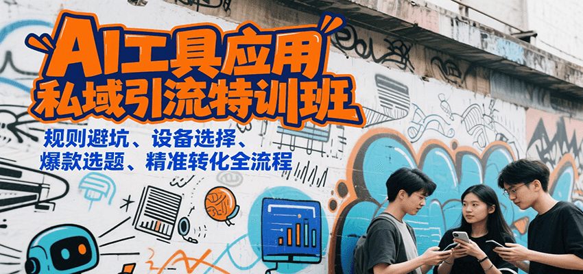 AI工具应用私域引流特训班，规则避坑、设备选择、爆款选题、精准转化全流程-AI创作学习-提示词应用-短视频玩法青花瓷AI学习网