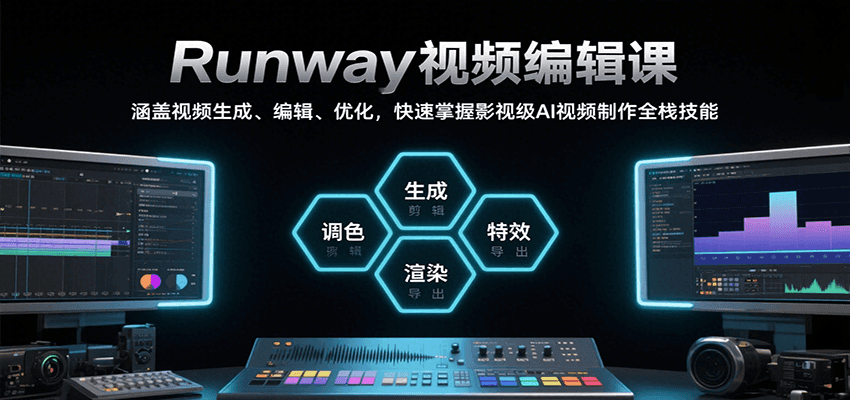 Rumway视频编辑从入门到进阶教程：快速掌握影视级AI视频制作全栈技能-AI创作学习-提示词应用-短视频玩法青花瓷AI学习网