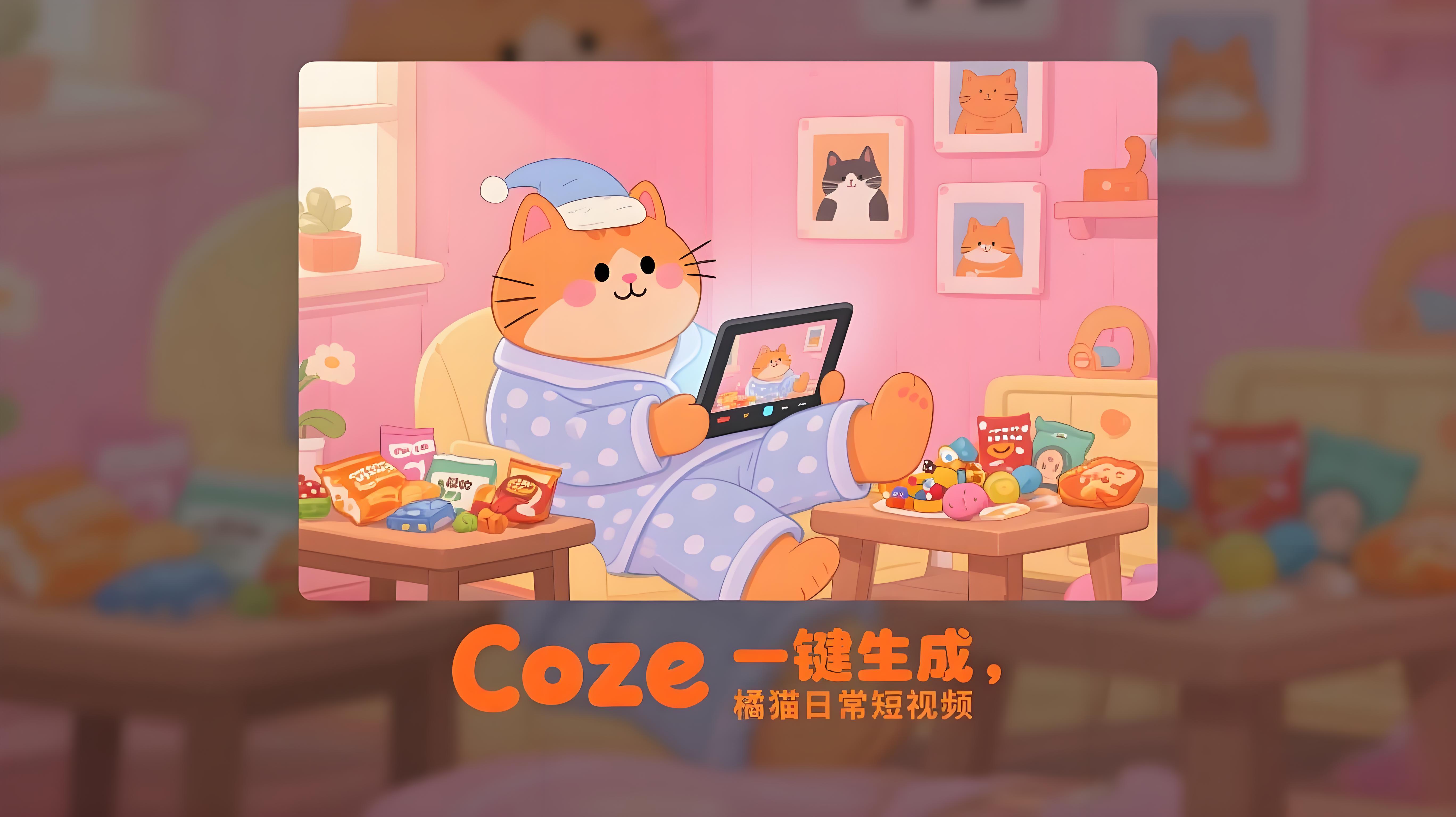 COZE(扣子)工作流一键生成爆款橘猫日常短视频，保姆级教程【附代码】-AI创作学习-提示词应用-短视频玩法青花瓷AI学习网