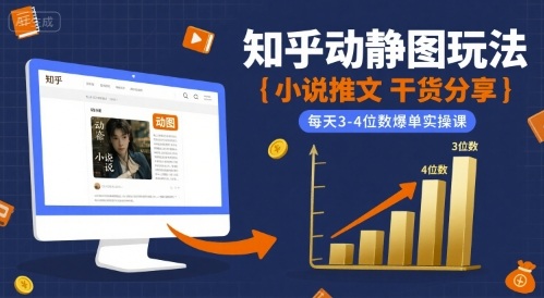 （评论可见）小说推文：干货分享之【知乎动静图】玩法，每天3-4位数爆单实操课-AI创作学习-提示词应用-短视频玩法青花瓷AI学习网