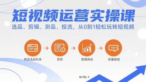 短视频运营实操课，选品、剪辑、测品、投流，从0到1轻松玩转短视频-AI创作学习-提示词应用-短视频玩法青花瓷AI学习网