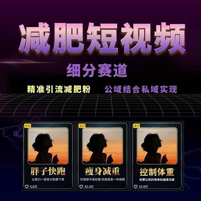 减肥短视频运营实战课：含素材制作、剪映教学，讲精准引流、变现设计与内容模板技巧-AI创作学习-提示词应用-短视频玩法青花瓷AI学习网