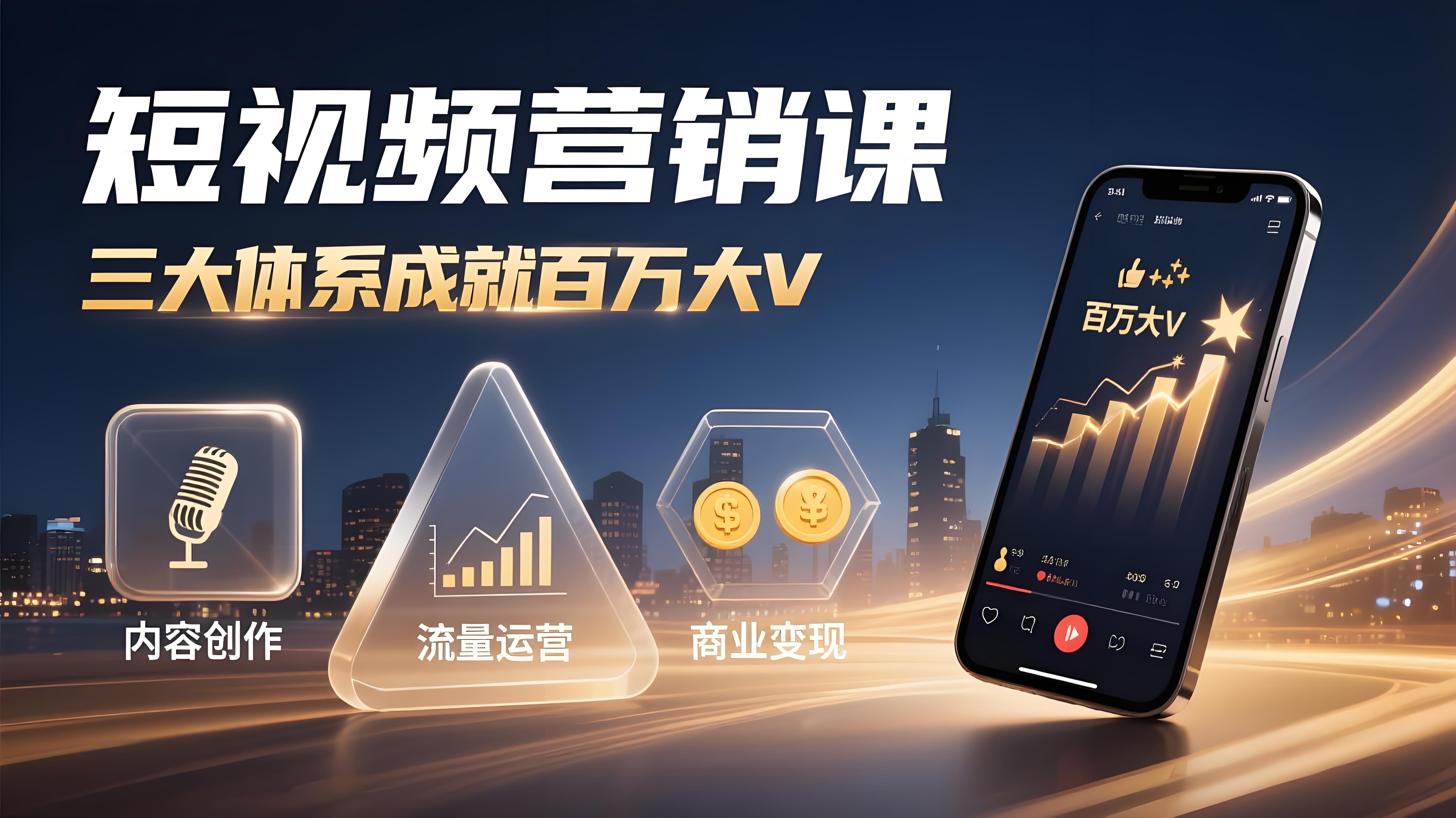 薛辉：短视频营销课2025年7月新版，三大体系成就百万大V-AI创作学习-提示词应用-短视频玩法青花瓷AI学习网