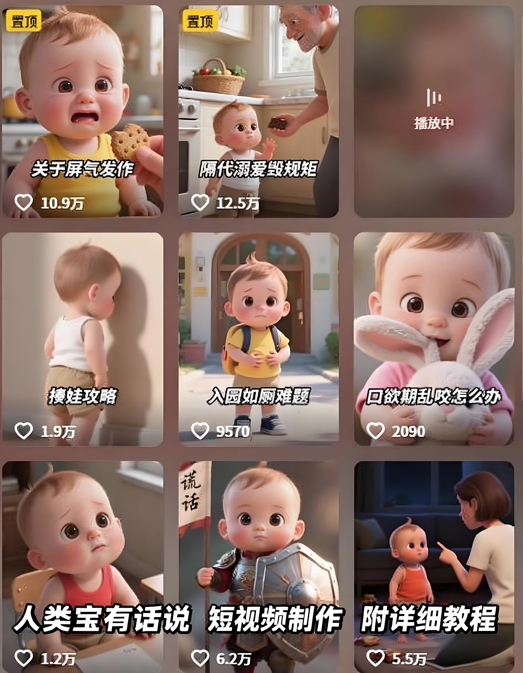 （评论可见）人类幼崽宝宝要说话：短视频制作，4天涨粉3.2W，附详细教程-AI创作学习-提示词应用-短视频玩法青花瓷AI学习网