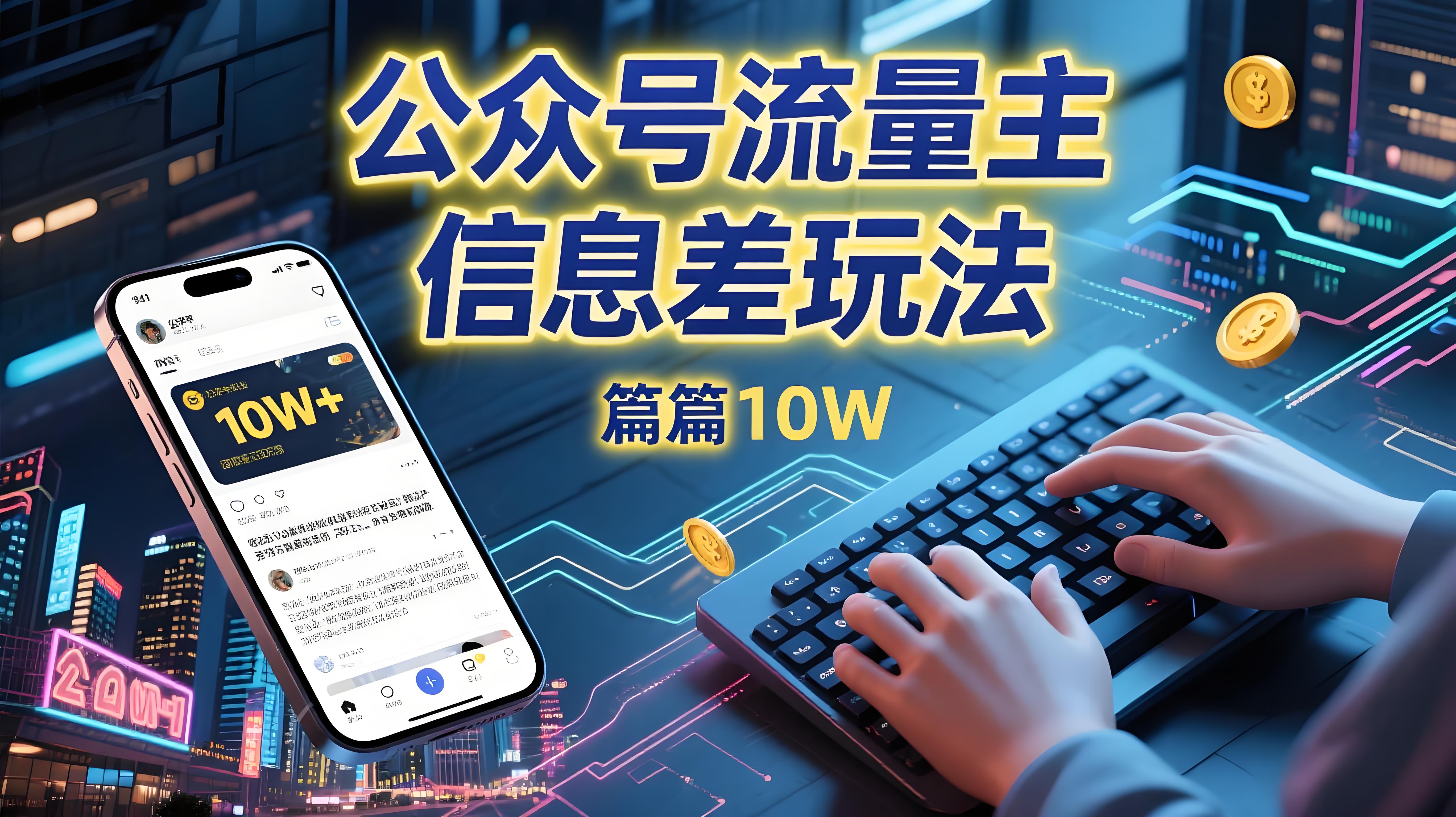 （评论可见）公众号流量主玩法：【信息差】玩法，小白也能篇篇10W+文章-AI创作学习-提示词应用-短视频玩法青花瓷AI学习网