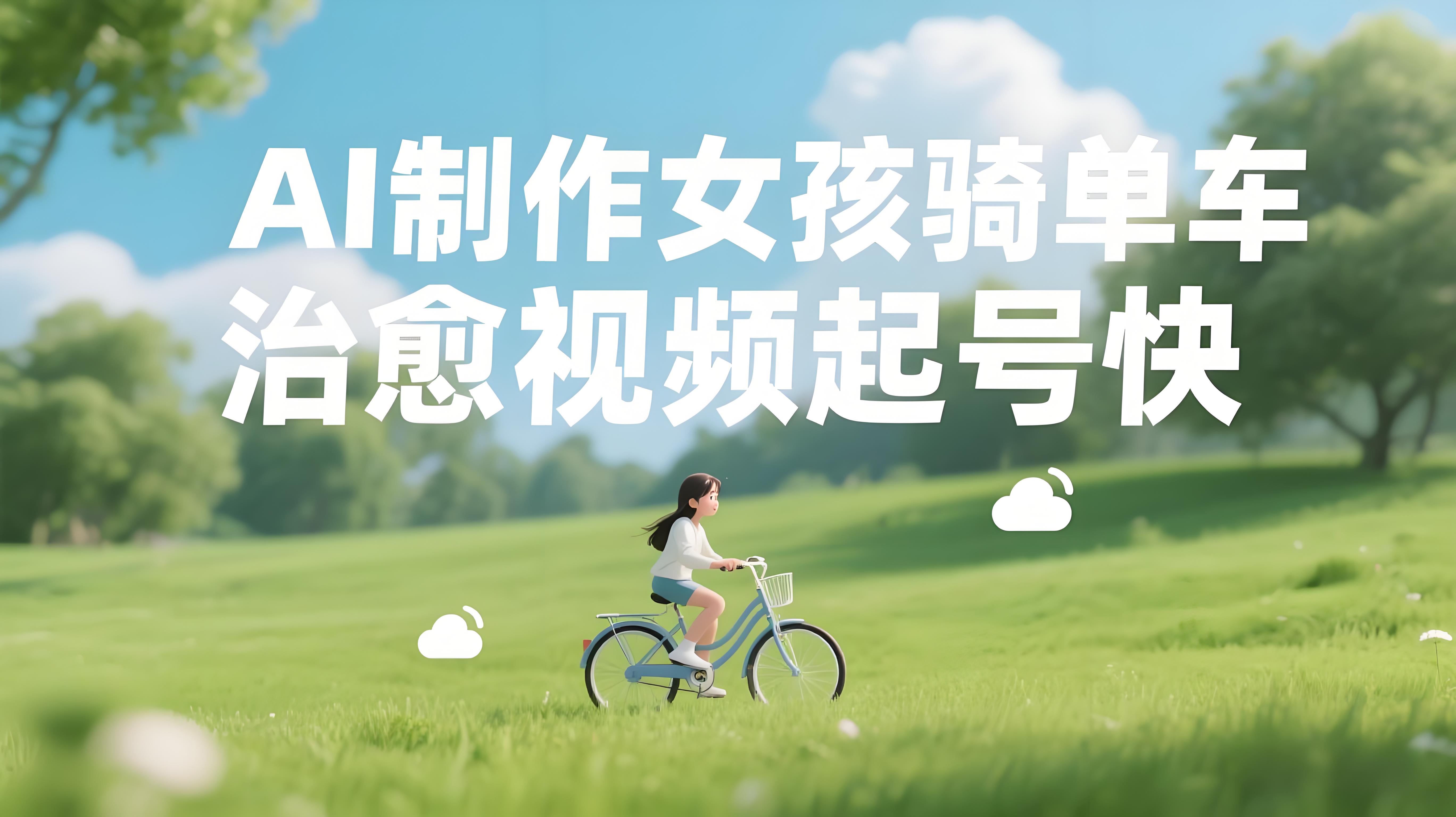 （评论可见）利用AI制作：【女孩骑单车治愈】视频，流量大，起号快，快速起千粉万粉号-AI创作学习-提示词应用-短视频玩法青花瓷AI学习网