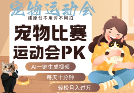 AI一键生成：【宠物比赛运动会PK】视频，实操教学-AI创作学习-提示词应用-短视频玩法青花瓷AI学习网