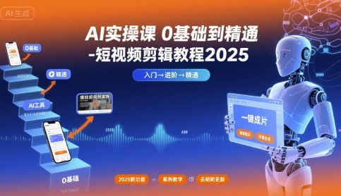 AI实操课0基础到精通-短视频剪辑教程2025-AI创作学习-提示词应用-短视频玩法青花瓷AI学习网