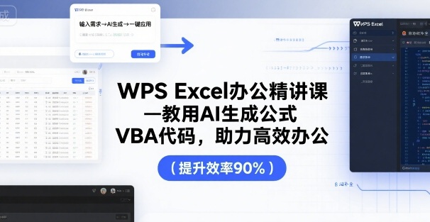 WPS Excel办公精讲课，教用 AI 生成公式，VBA 代码，助力高效办公-AI创作学习-提示词应用-短视频玩法青花瓷AI学习网